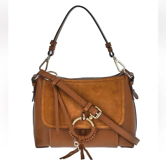 SEE BY CHLOE Joan Shoulder Bag Leather Suede Shoulder Crossbody Strap O-Ring